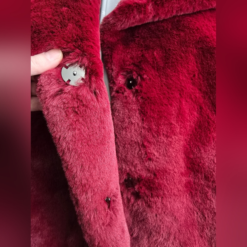 SOIA & KYO Renada Faux Fur Coat in Oxblood Size Small NEW NO TAG - Picture 9 of 14
